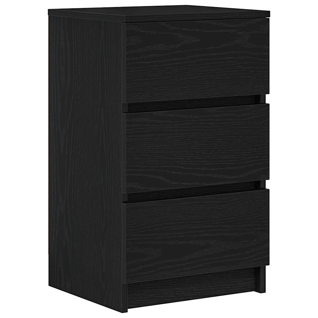 Comodino | Armadio da Notte | Mobiletto da notte con 3 Cassetti Nero 39x35x65 cm