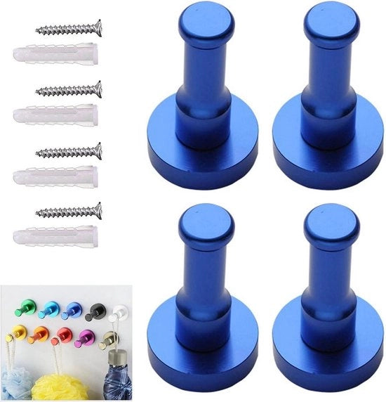 Montaggio di parete in alluminio per giacca e cappotto - Set di 4 - Blu