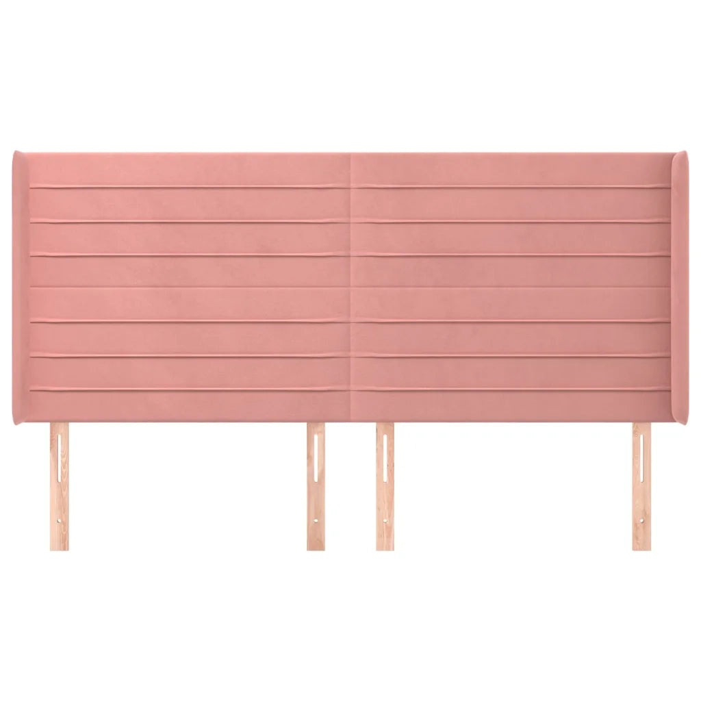 Testiera ad Orecchio-Testata con Orecchie Rosa 203x16x118/128 cm in Velluto 753366