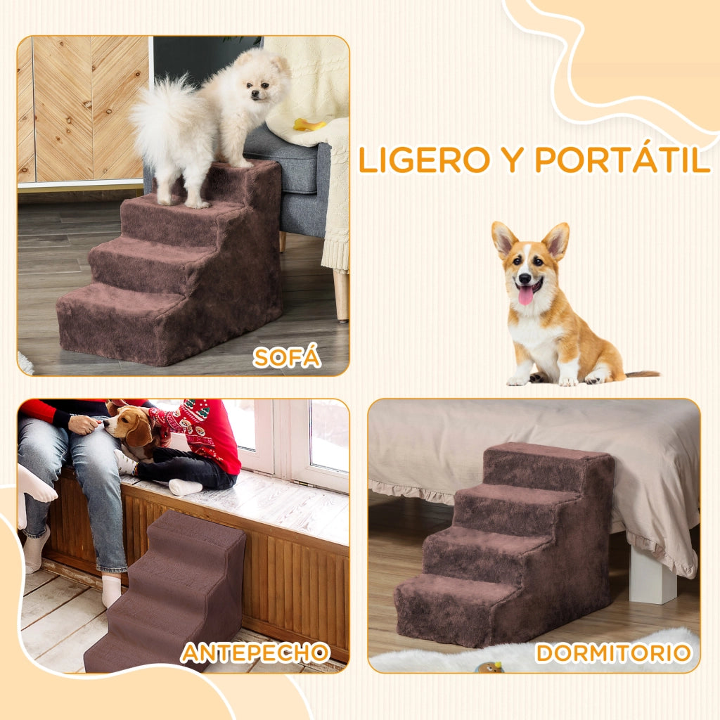 Letto per Cane con Scalinata ¨C Minimal ¨C 60x35x44 cm Marrone Lavabile