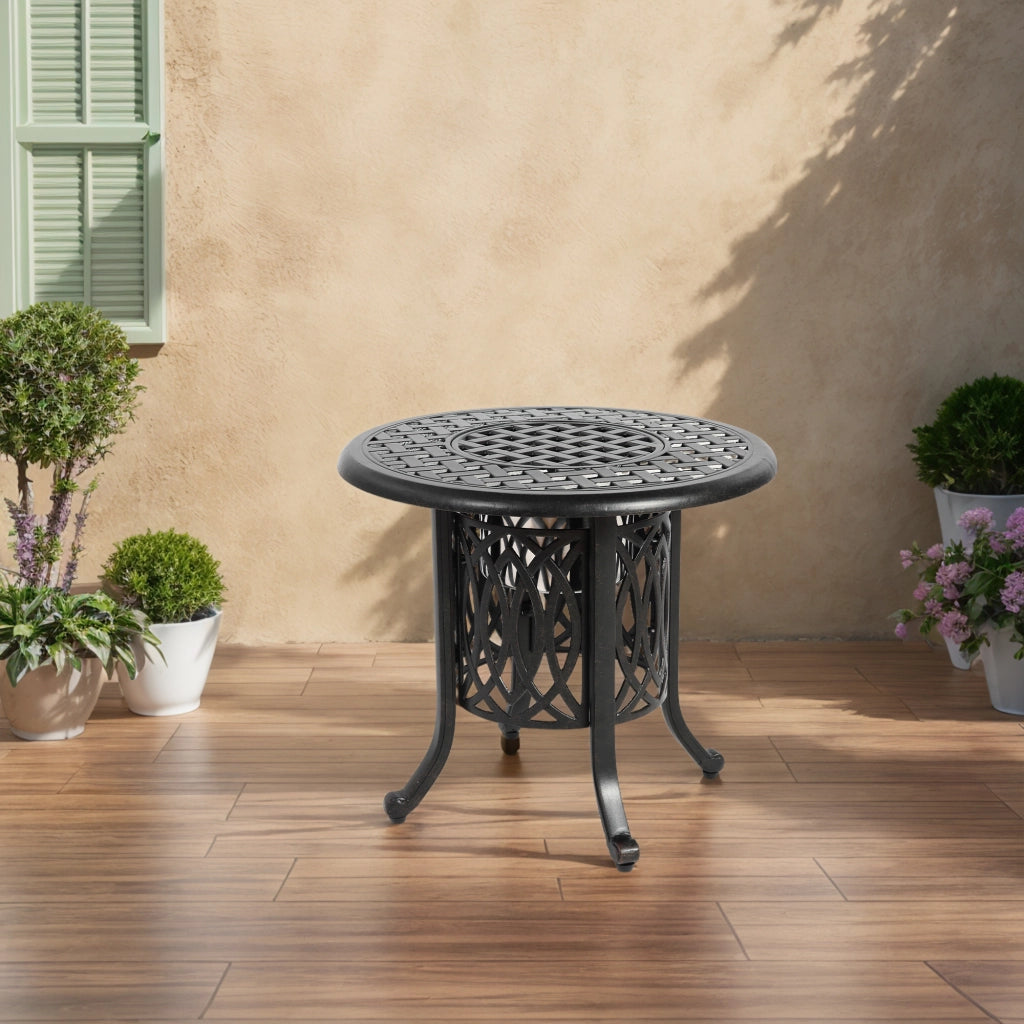 Tavolino da Giardino in Alluminio con Secchiello Ghiaccio ¨C MINIMAL ¨C Esterno, Piedini Regolabili