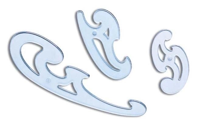 Arda 408533 Set Curvilinee Disegno Tecnico Polistirolo Termoresistente Confezione 3 Pezzi colore Grigio Trasparente