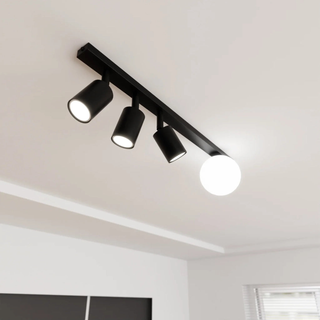 Plafoniera Minimal 4 Luci Sobek In Acciaio Nero E14+Gu10