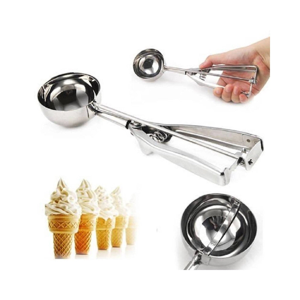 Trade Shop - Cucchiaio Porzionatore Gelato Dosatore Palline Molla Ice Cream Sfera 6cm Acciaio -