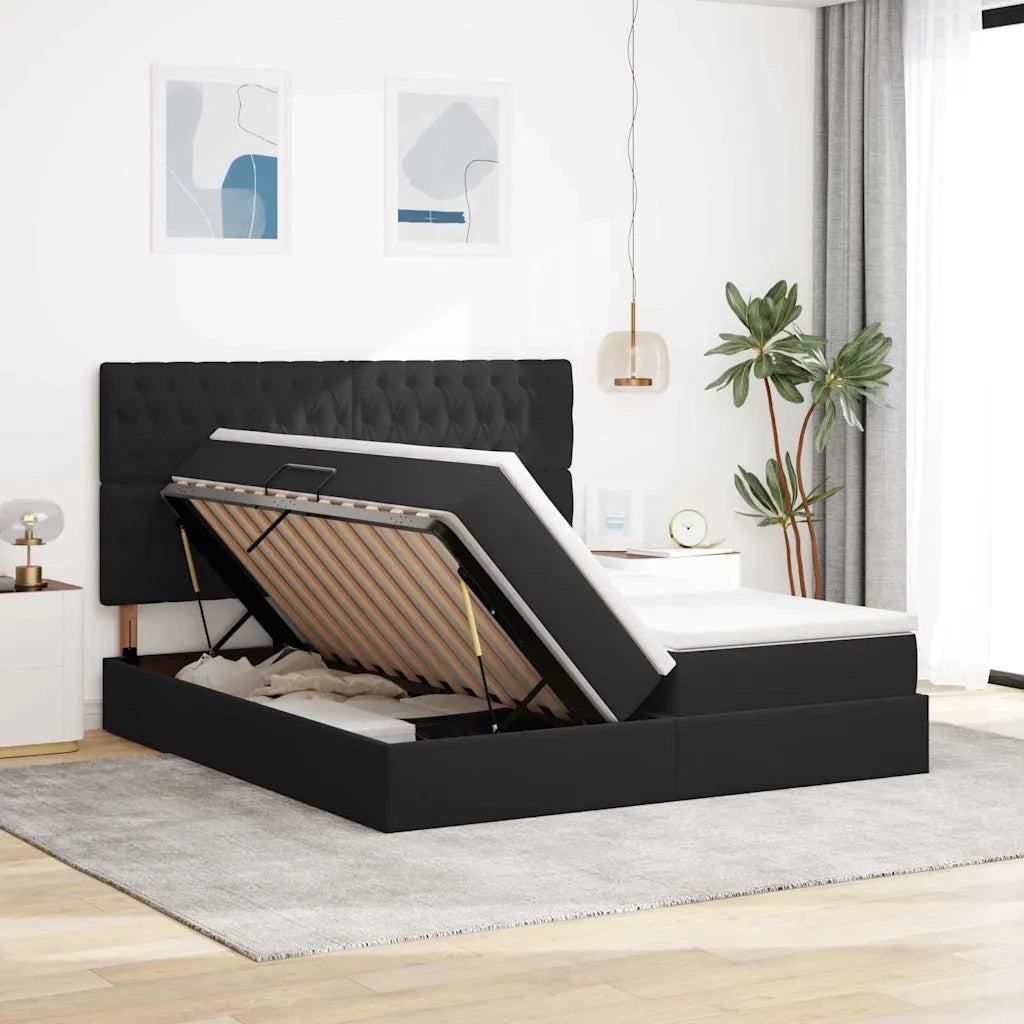 Letto con luci a strisce a LED Nero 180 x 200 cm Velluto