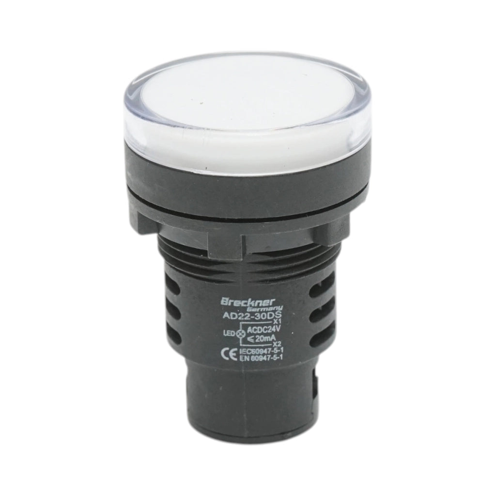 Spia luminosa LED bianca 24V AC/DC 30mm Breckner Germany