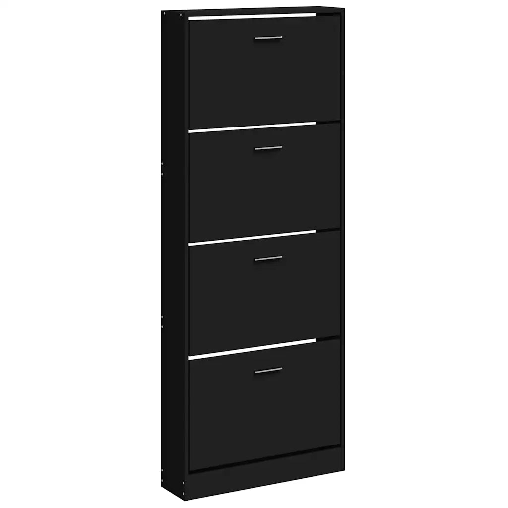 Scarpiera Nera 59x17x150 cm in Legno Multistrato 342520