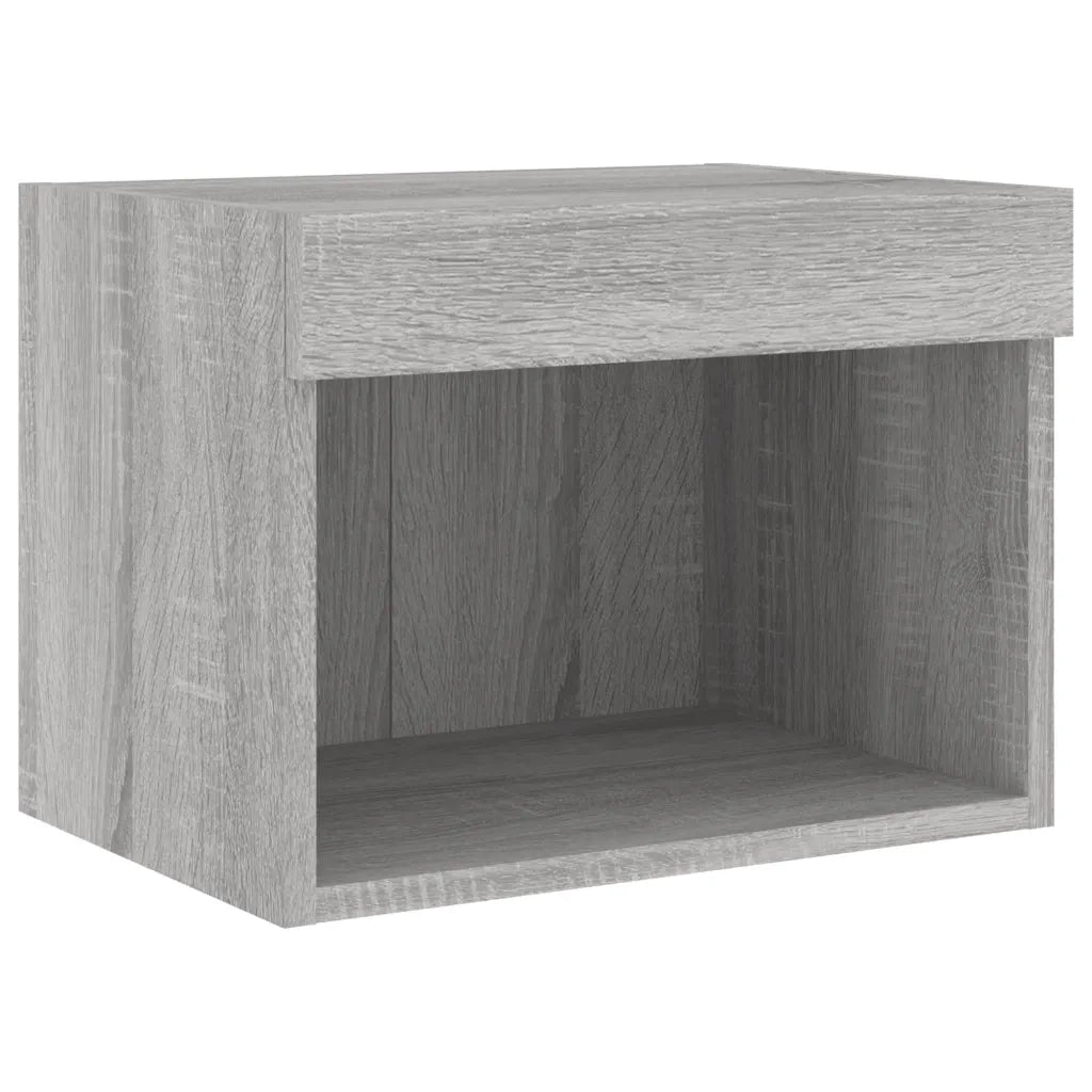 Comodino con Luci LED a Parete Grigio Sonoma 837123
