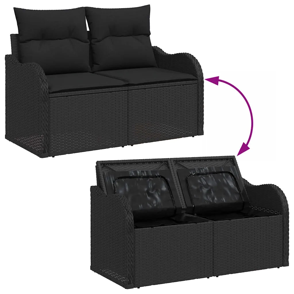 Set Divano da Giardino con cuscino 5 pcs Nero Poly Rattan 3360294