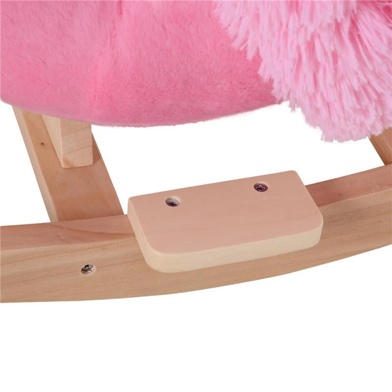FENICOTTERO DONDOLO IN LEGNO E PELUCHE ROSA