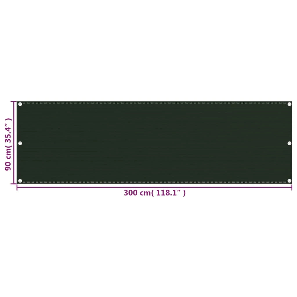 Schermo per balcone 90 x 300 cm HDPE verde scuro 02_0010446