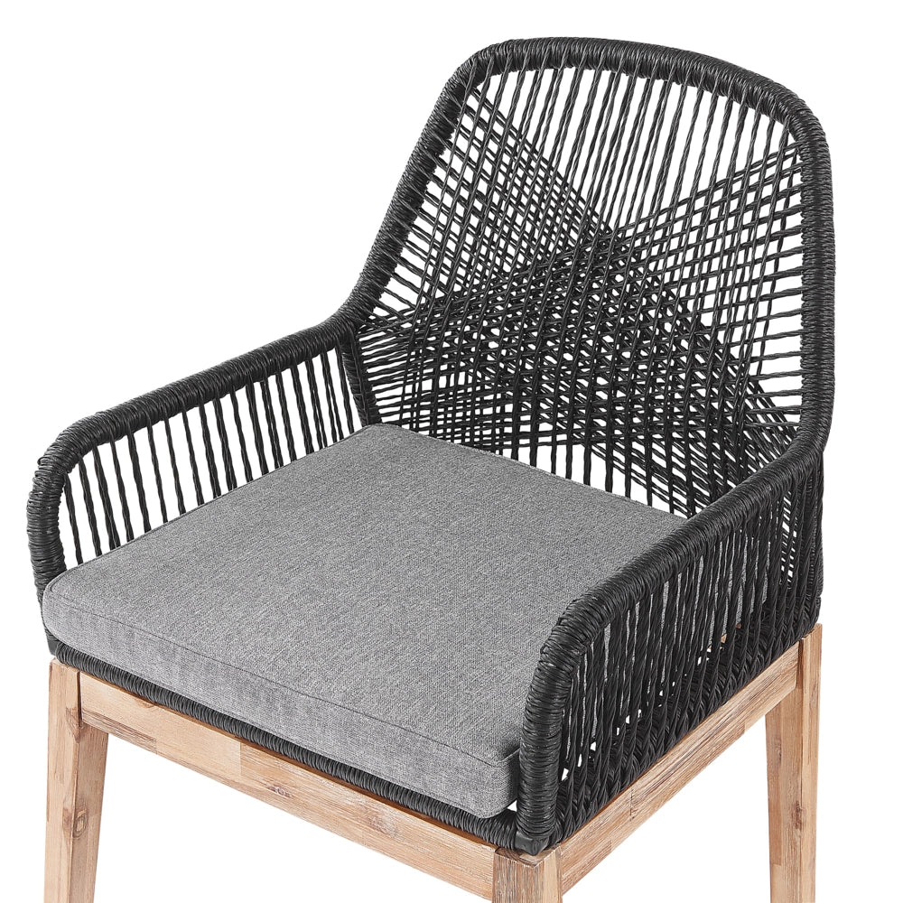 Set da pranzo da giardino con 6 sedie Grigio e nero Legno chiaro Cemento Acacia 190 x 100 cm Mobili da giardino