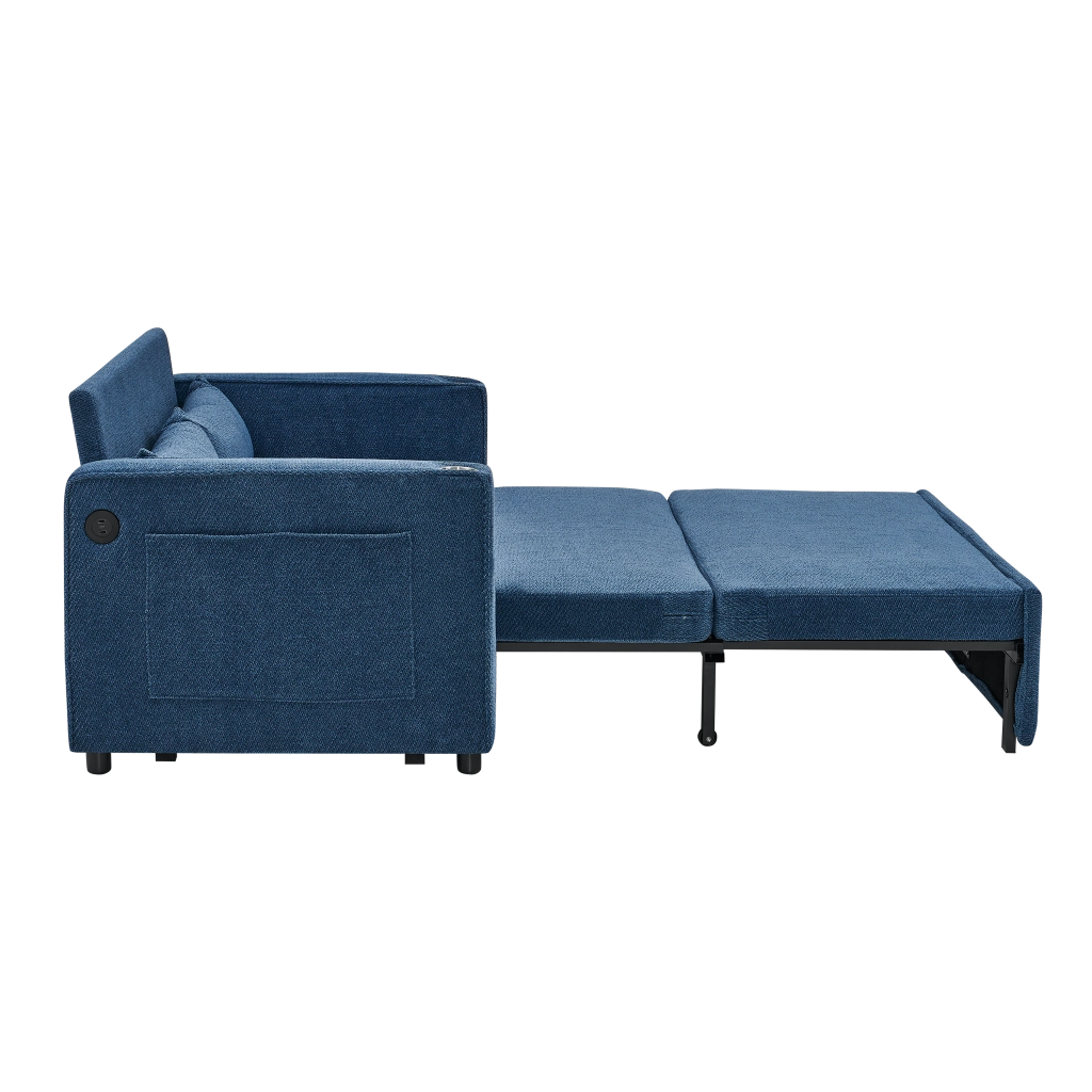 Divano Letto 2 Posti con USB ¨C Xylo ¨C Blu, Trasformabile