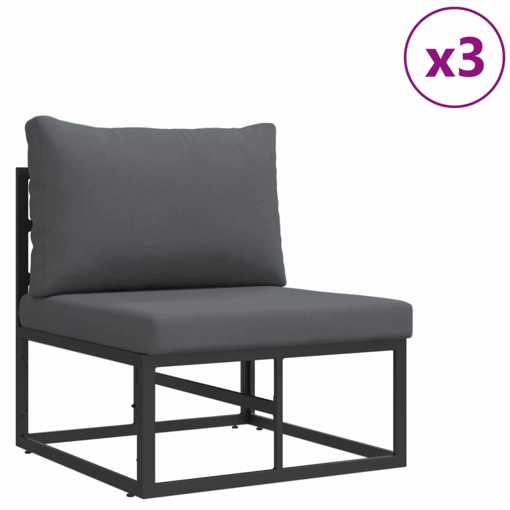 Set Divano da Giardino con cuscino 9 pcs Nero Alluminio