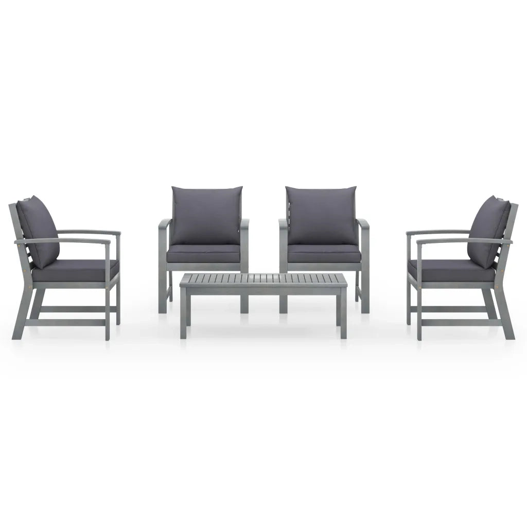 Set Divani da Giardino 5 pz con Cuscini in Legno Acacia Grigio 3057785