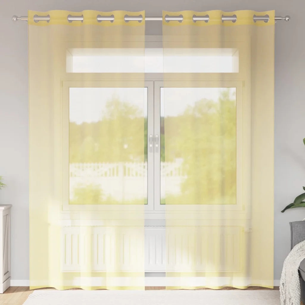 Tende in Voile con Occhielli 2 pz Giallo