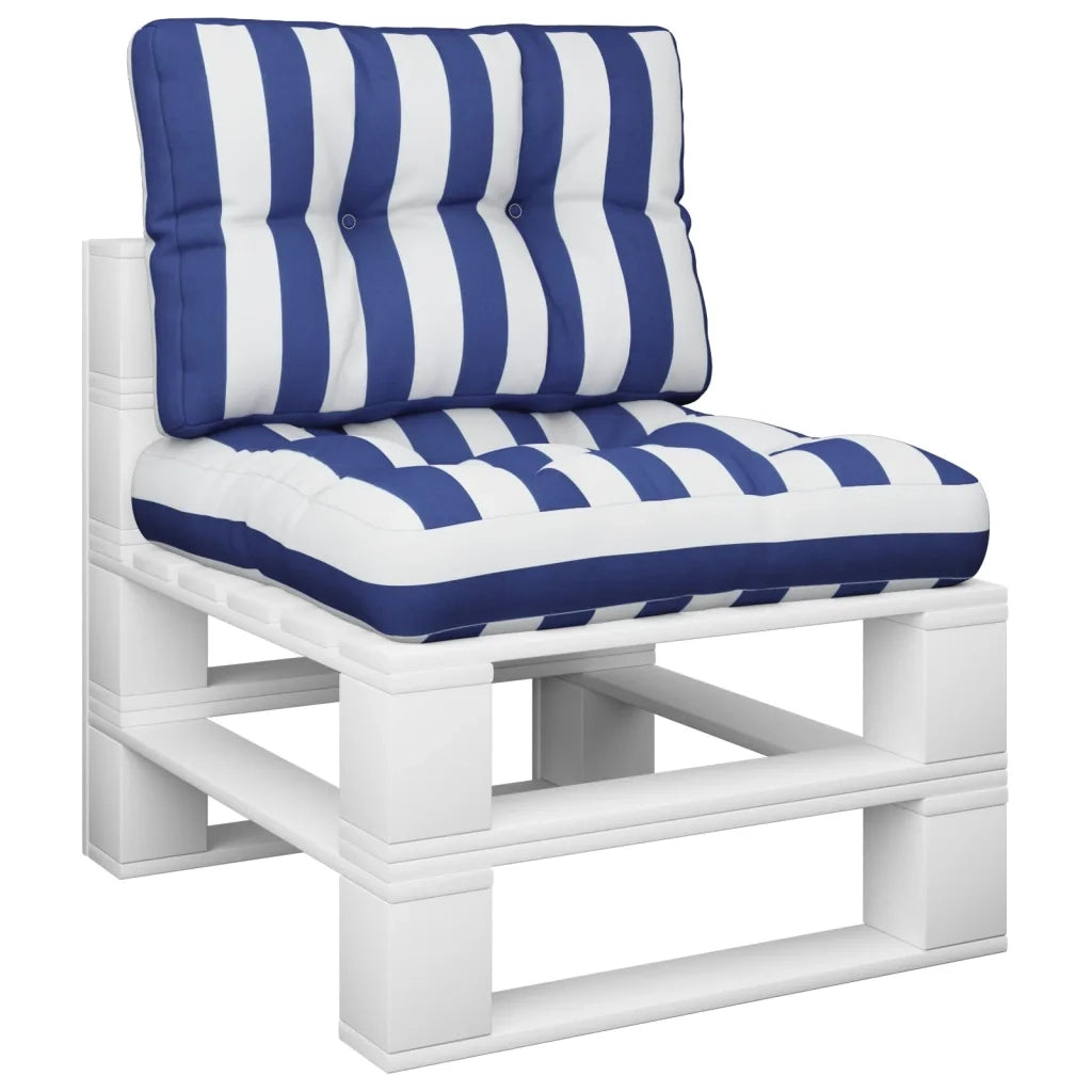 Cuscini per Pallet 2 pz Strisce Blu e Bianche in Tessuto 360660