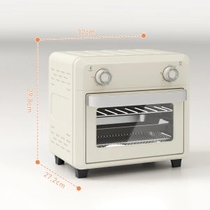 Fornetto elettrico ventilato 10 litri; 32 x 27;2 x 29;8 cm; friggitrice ad aria 2 in 1 con grill; acciaio inox; bianco crema