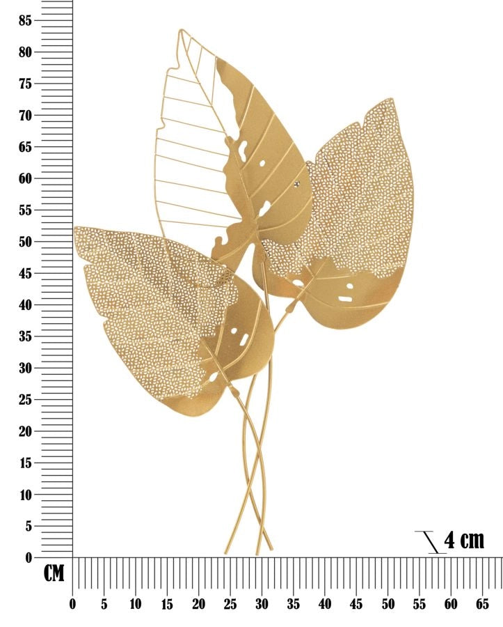 Pannello da Muro Autumn Leaf Oro 53x4x84,5 cm in Ferro