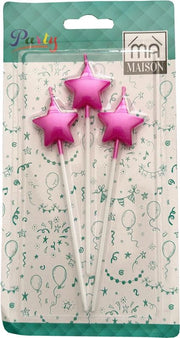 CANDELINA DECORATIVA "STELLA FUXIA" 3PZ