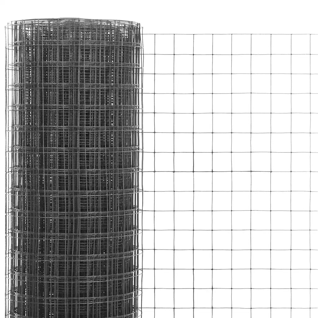 Recinzione in Rete per Pollaio in Acciaio e PVC 10x1 m Grigio 143638