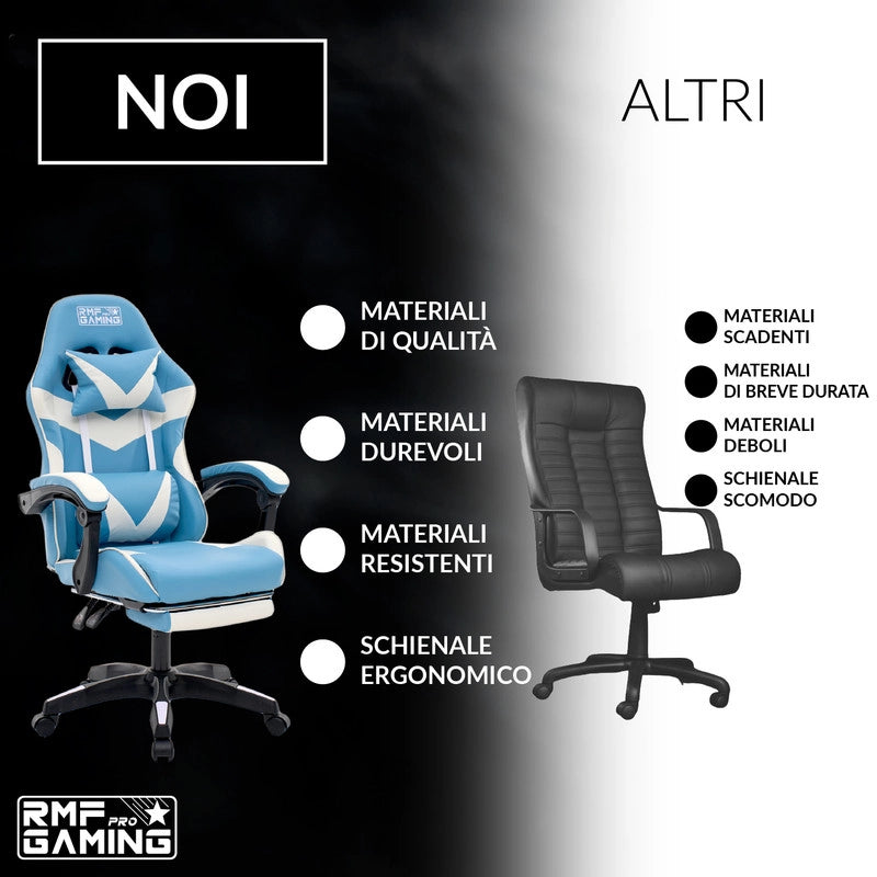 SEDIA DA GAMING COLORE AZZURRA-BIANCA