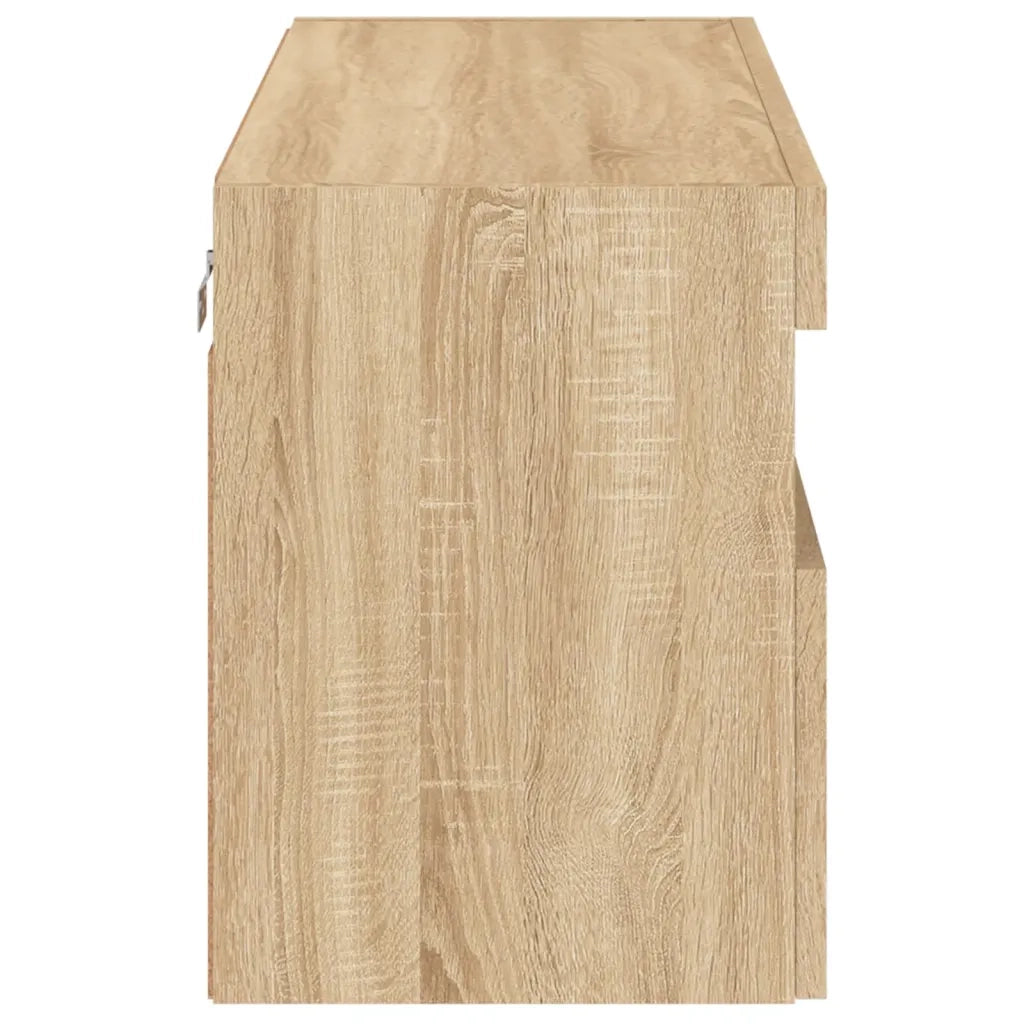 Mobile TV a Parete | Armadietto TV | Mobile Porta TV con Luci LED Rovere Sonoma 80x30x40 cm