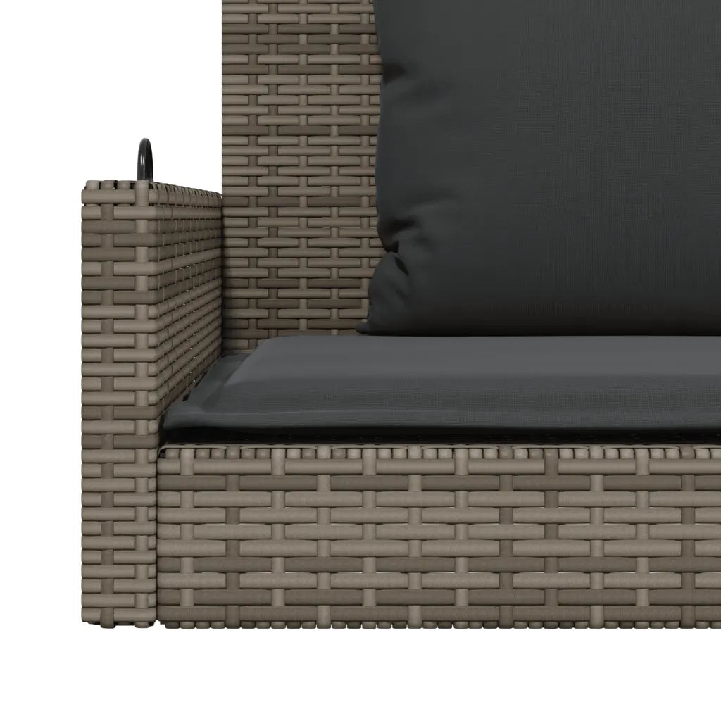 Panchina Dondolo con Cuscini Grigia 119x56x48 cm in Polyrattan 365631