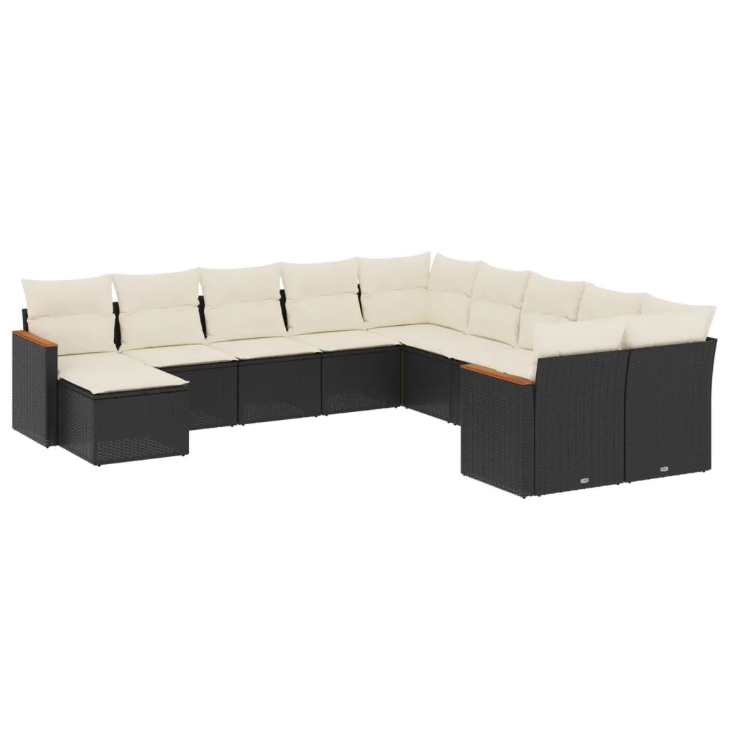 Set Divani da Giardino 11 pz con Cuscini in Polyrattan Nero 3258969