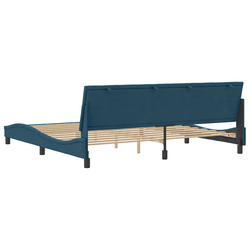 Letto matrimoniale | Letto per adulti | Giroletto senza Materasso Hanko Blu 200x200 cm in Velluto