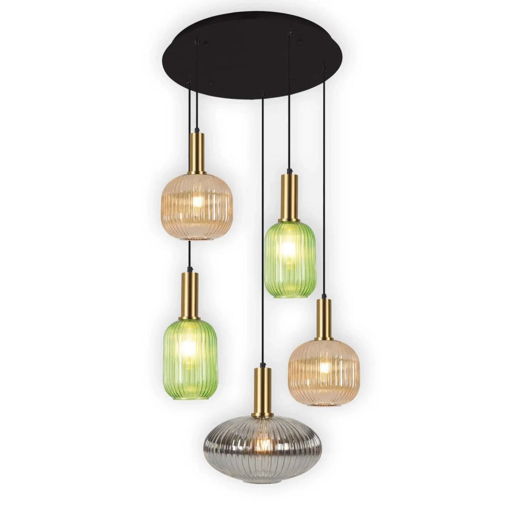 LÚZETE - LÁMPARA DE TECHO 5 LUCES TULIPAS COMBINADAS Ø70 E27 SHELBY