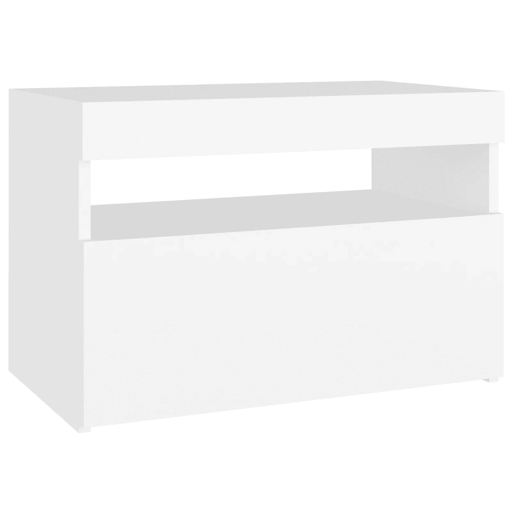 Comodini | Armadio da Notte | Mobiletto da notte con Luci LED Bianco 60x35x40 cm in Legno Multistrato
