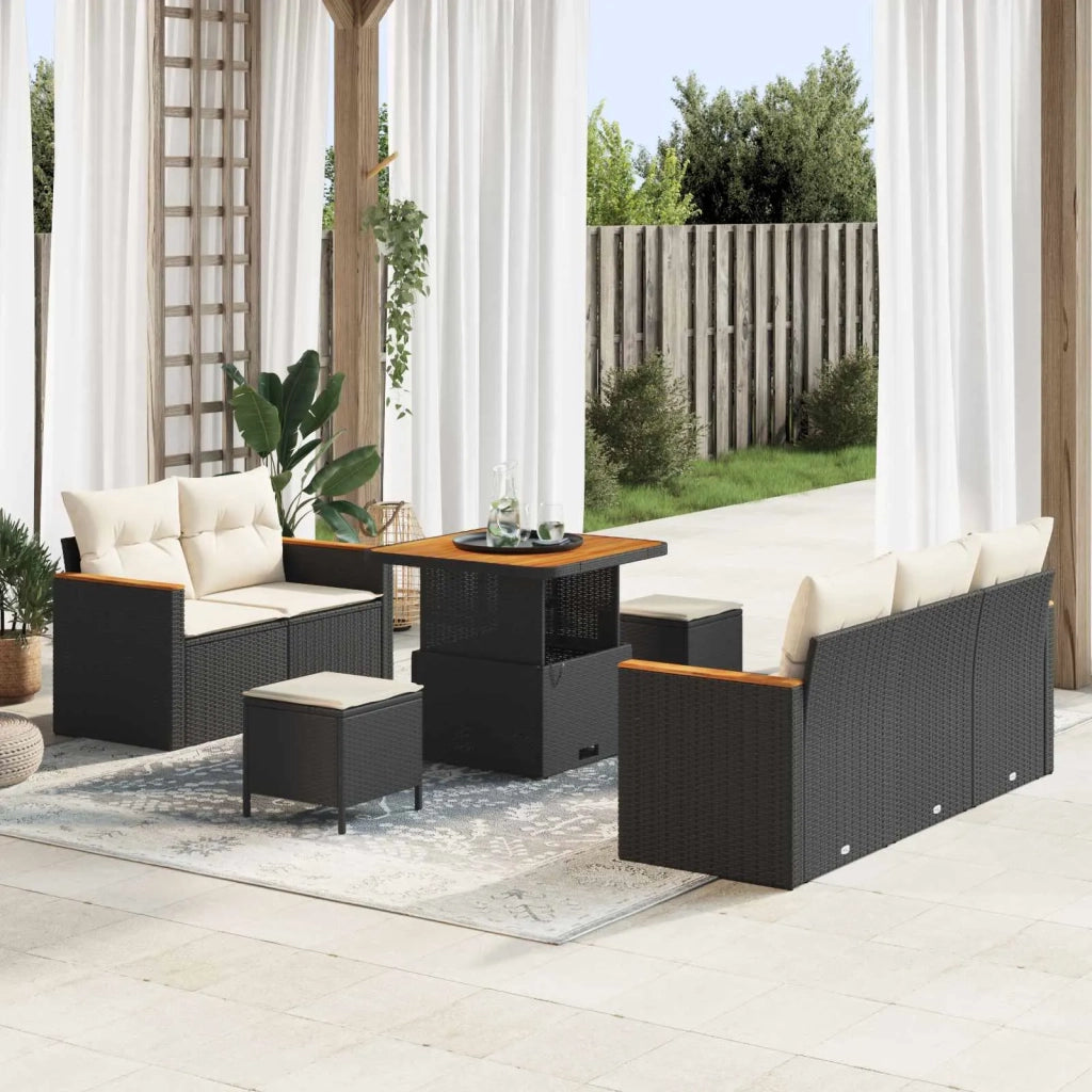 Set Divano da Giardino 8 pcs Nero polyrattan 3362855
