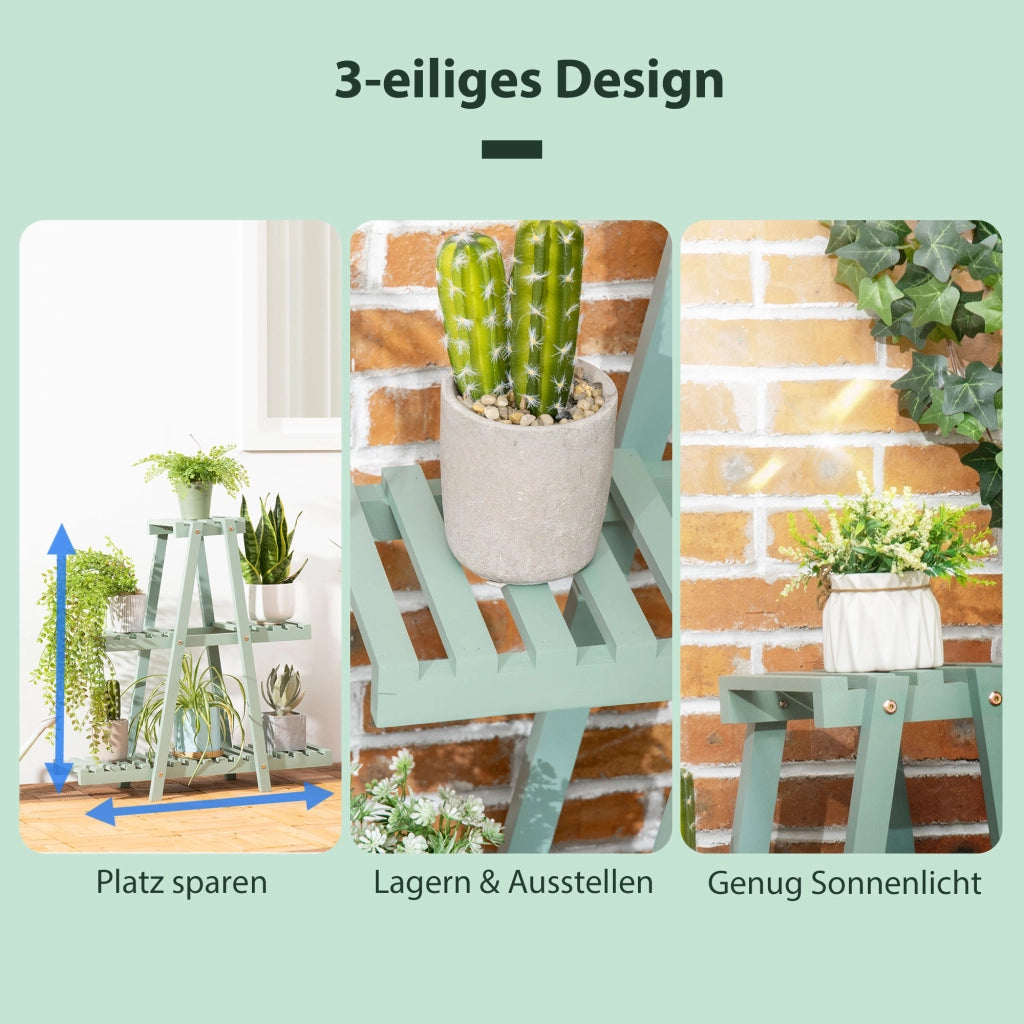 Scaffale per Piante con 3 Ripiani ¨C Zephmum ¨C 76x26x76 cm Verde Chiaro