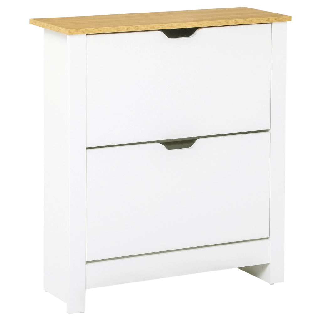 Scarpiera Moderna con 2 Cassetti Regolabili ¨C Minimal ¨C Bianco Legno 72x26x80 cm