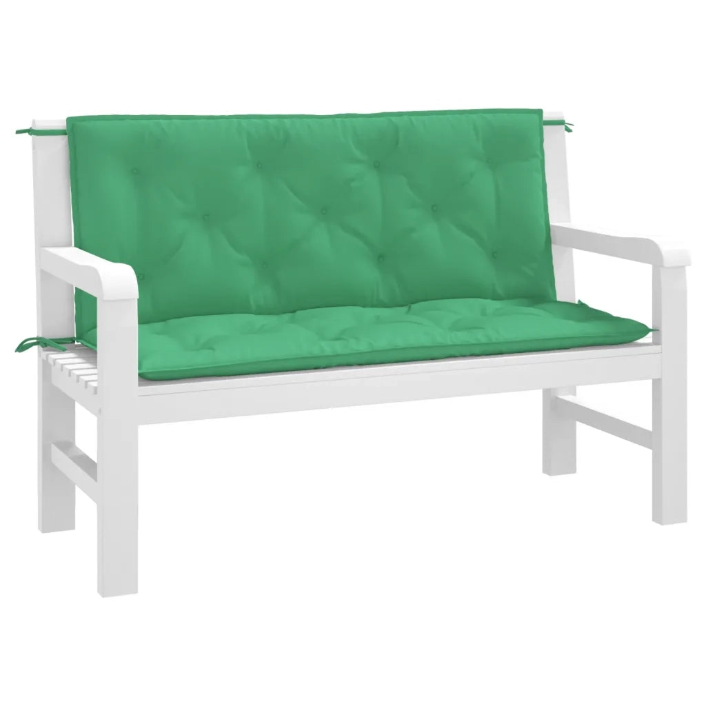 Cuscini Panca da Giardino 2 pz-Set di 2 Cuscini per panchina da esterno Verdi 120x50x7 cm Tessuto Oxford