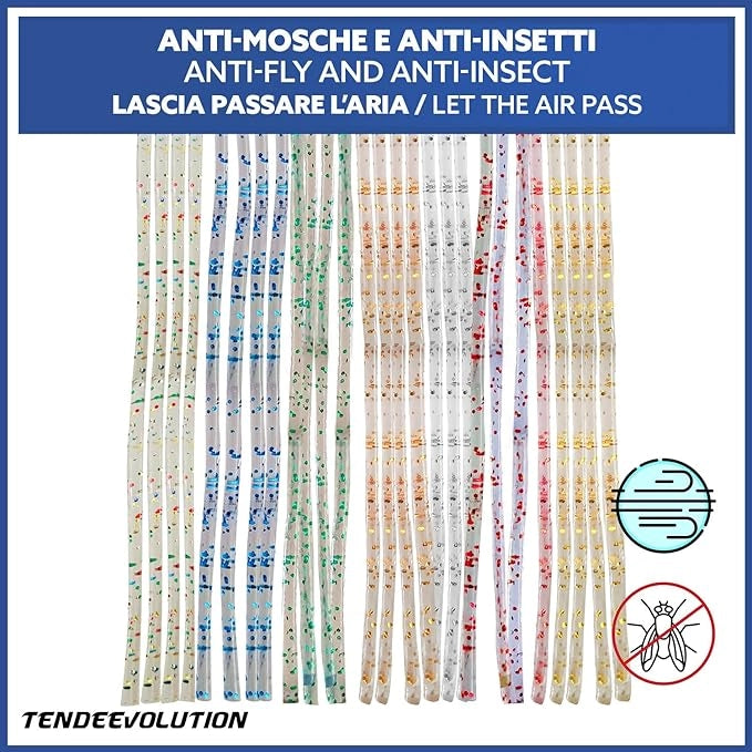 Tenda Antimosche Modello GLIT in PVC, Plastica Verde | Largh. 0,80m x Alt. 2m | Protezione Insetti, Porta, Esterno, Interno