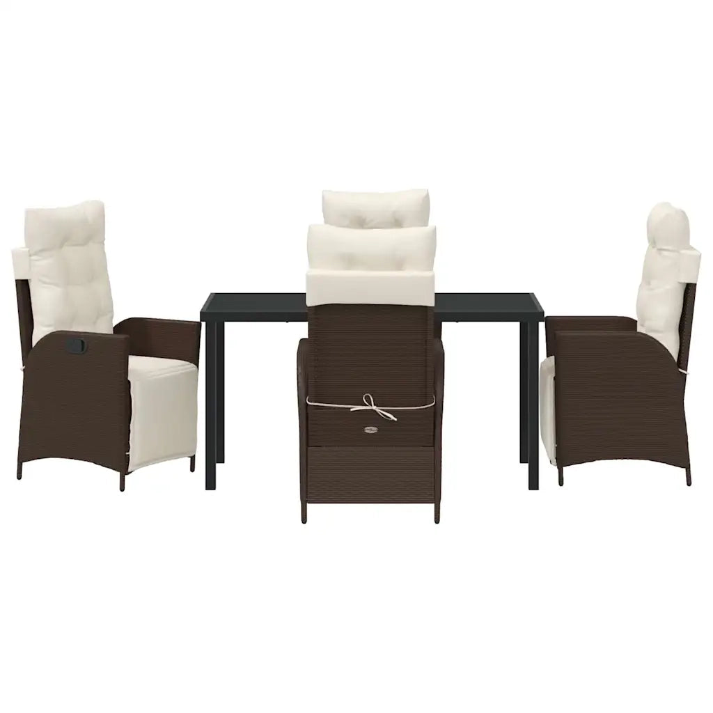 Set da Pranzo per Giardino con cuscino 5 pcs Marrone polyrattan