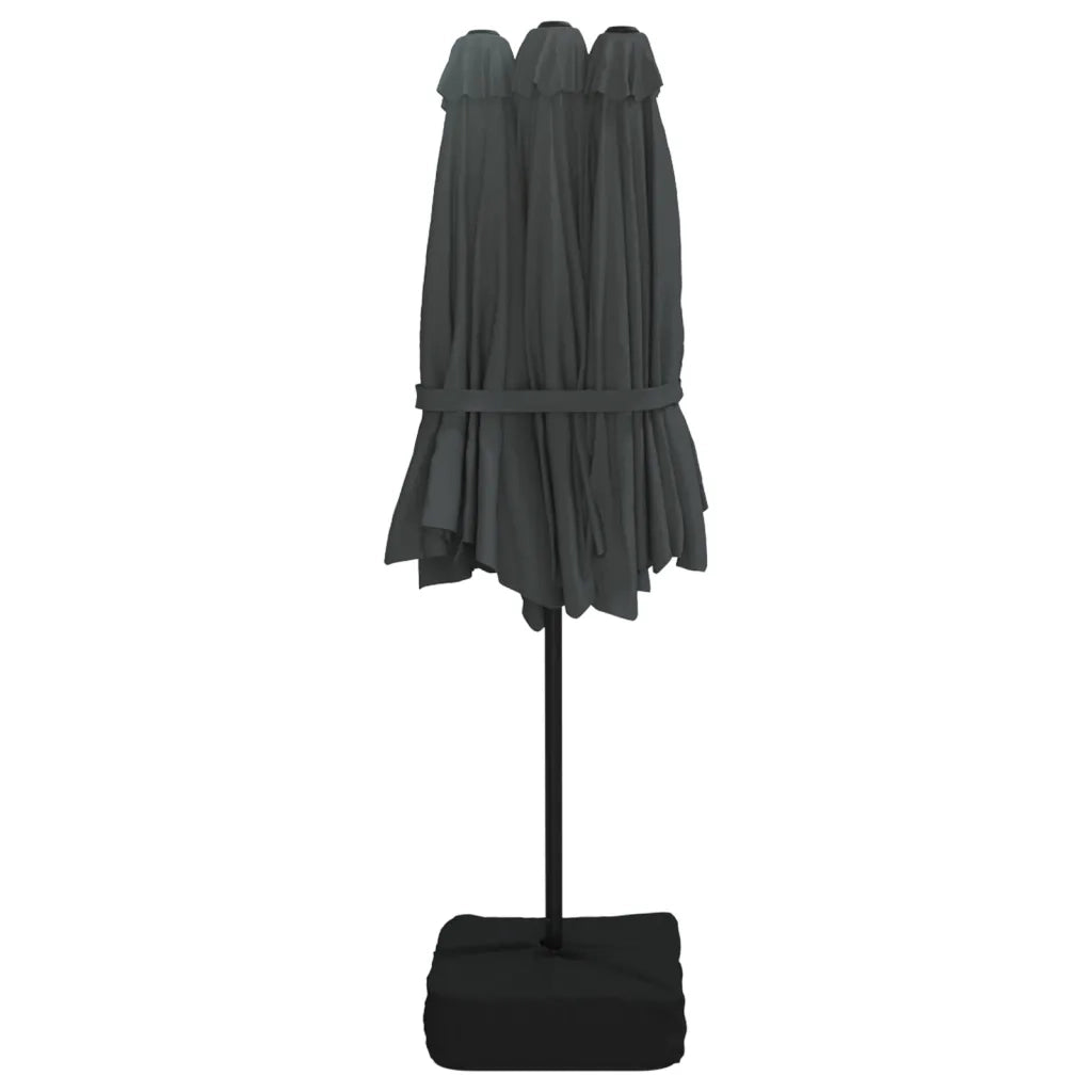 Ombrellone a Doppia Testa con LED-Ombrello da giardino Antracite 449x265 cm