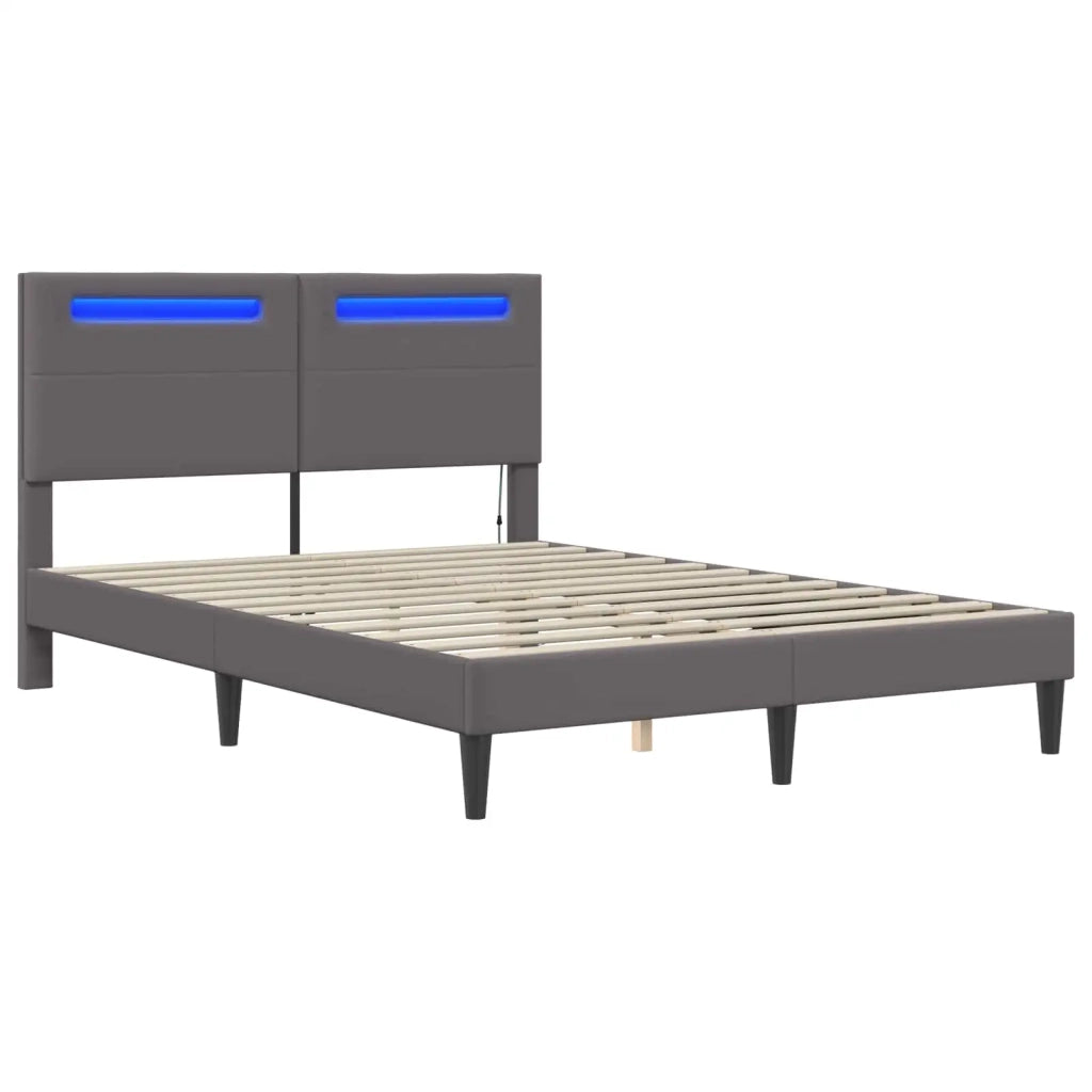 Letto matrimoniale | Letto per adulti | Struttura del letto con testiera Grigio 120 x 200 cm Similpelle