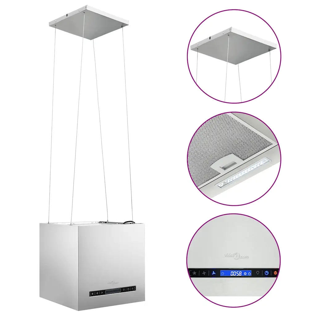 Cappa da Cucina ad Isola Sospesa LCD con Sensore 37 cm Acciaio