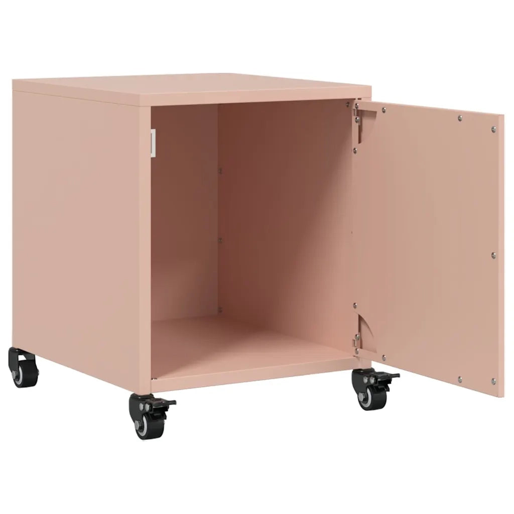 Comodino | Armadio da Notte | Mobiletto da notte Rosa 36x38,5x43,5 cm in Acciaio