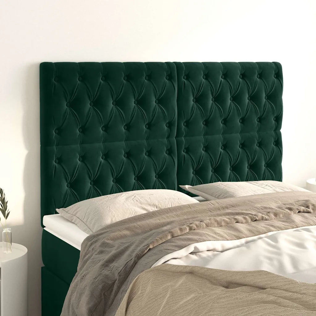 Testiera | Testata Verde Scuro 160x7x118/128 cm Velluto