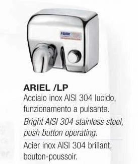 Asciugamani antivandalo in acciaio satinato e pulsante mod. ARIEL SP