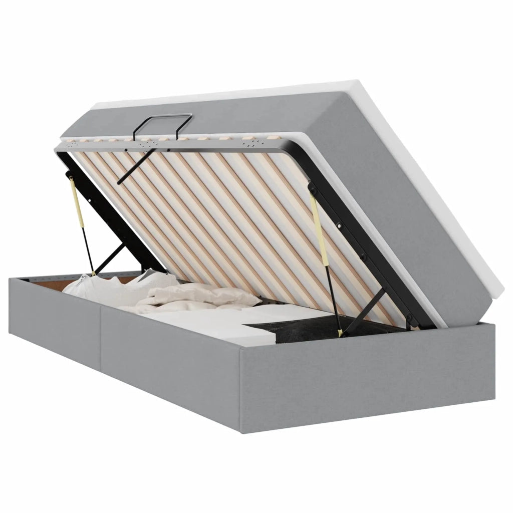 Letto con contenitore e materasso Grigio chiaro 100 x 200 cm