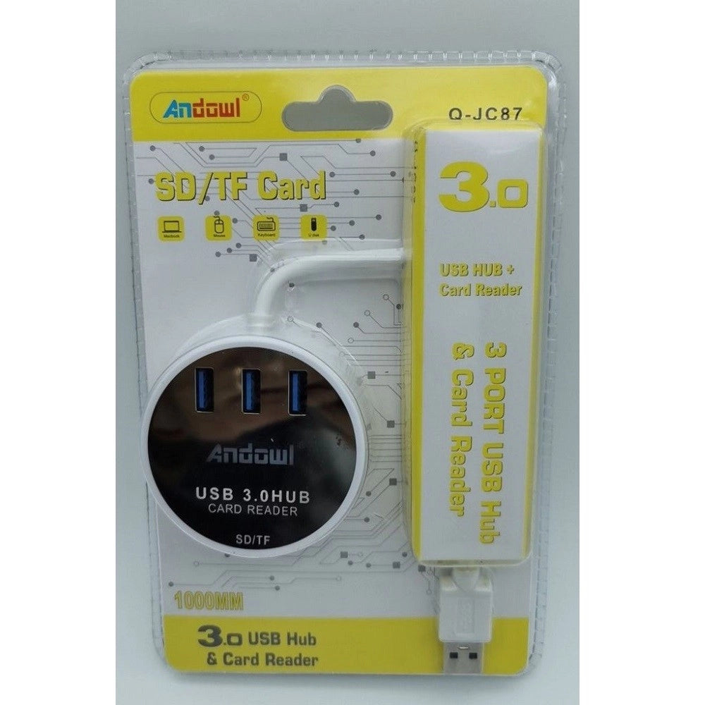 Trade Shop - Hub Usb 3.0 3 Porte Lettore Schede Connessione Usb Per Pc Windows Mac Os Q-jc87 -