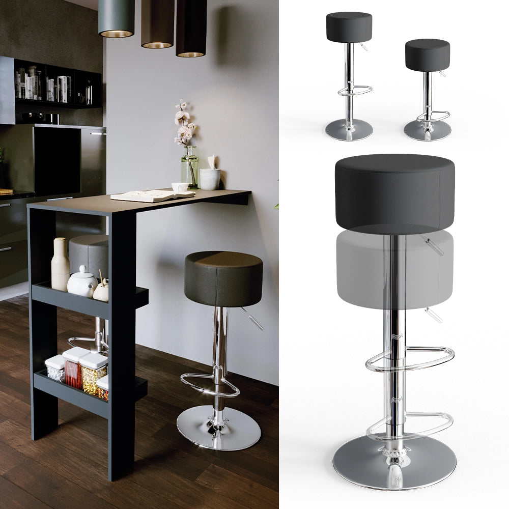 Vicco Set di 2 sgabelli da bar Nero 33 x 92 cm 2 parti