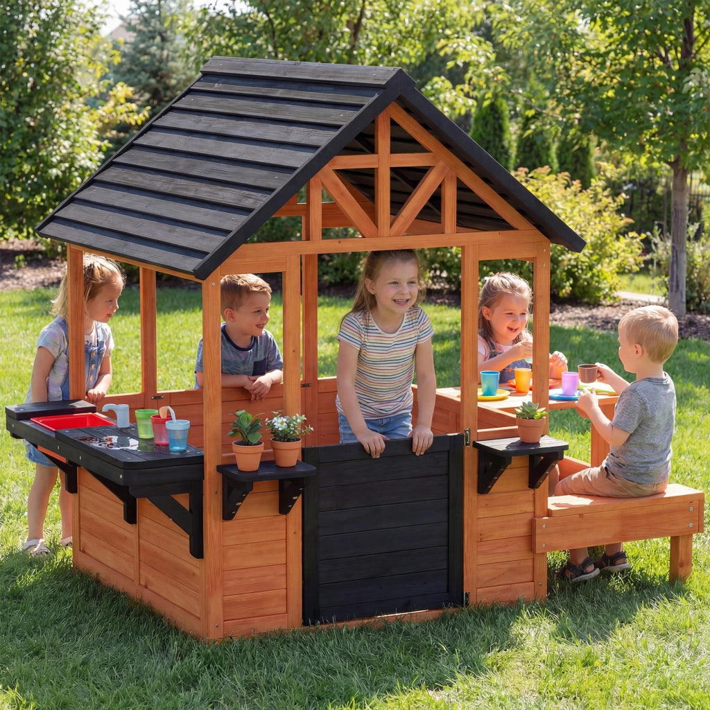 Casetta per bambini giardino in legno ¨C Minimal ¨C marrone
