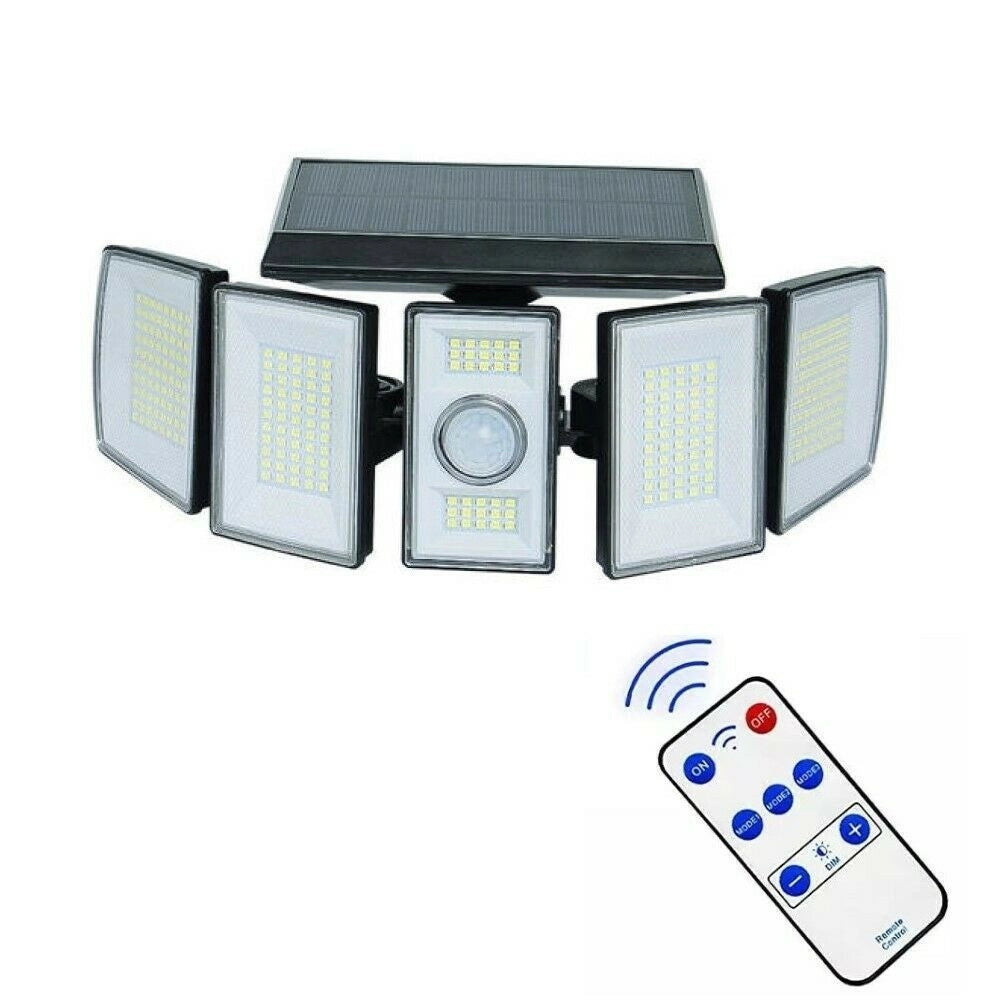Trade Shop - Faro Solare Led Orientabile Faretto Telecomando Sensore Di Movimento 300 Led -