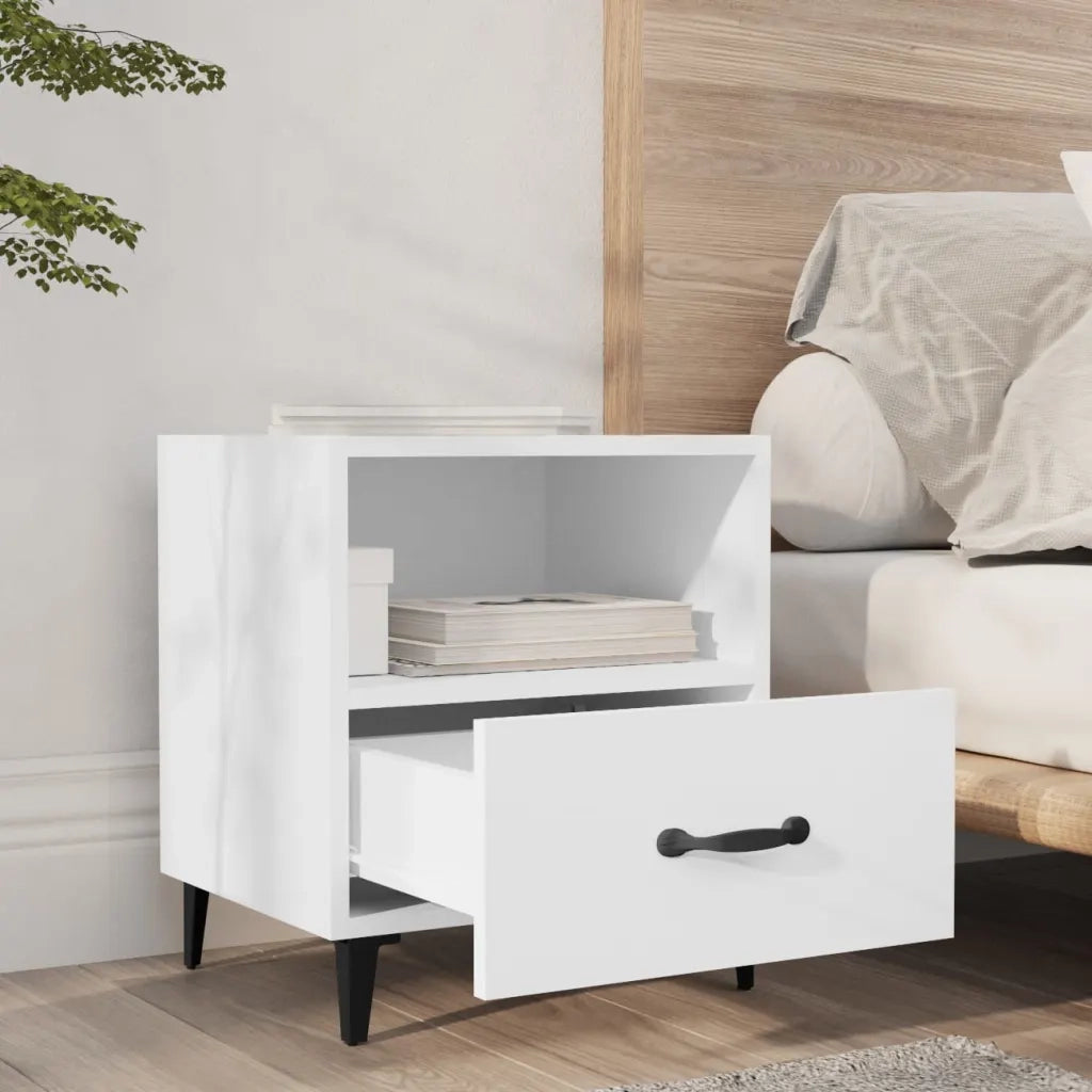 Comodino | Armadio da Notte | Mobiletto da notte Bianco in Legno Multistrato